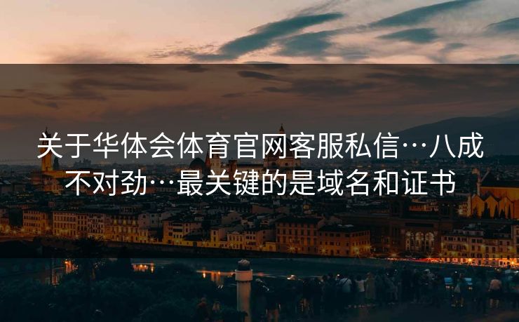 关于华体会体育官网客服私信…八成不对劲…最关键的是域名和证书