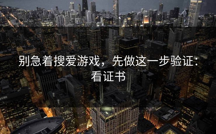 别急着搜爱游戏，先做这一步验证：看证书